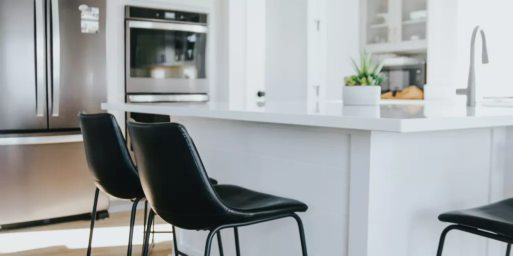 Newly built kitchen with modern lighting